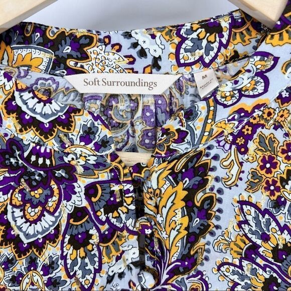Soft Surroundings Paisley Crepe Blouse Size Medium - Picture 4 of 10